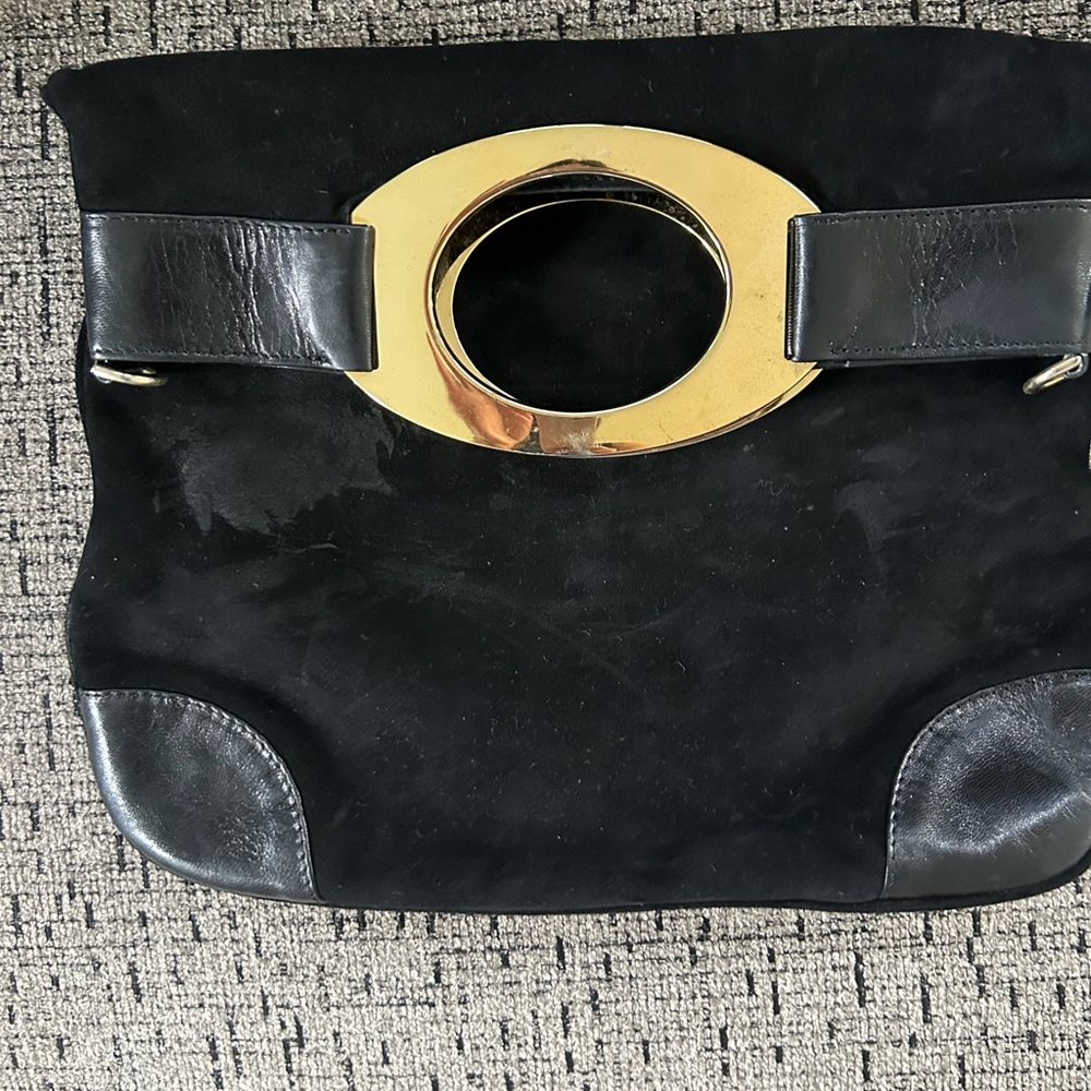 Elegant Valentino Black and Gold Women's clutch  Bag